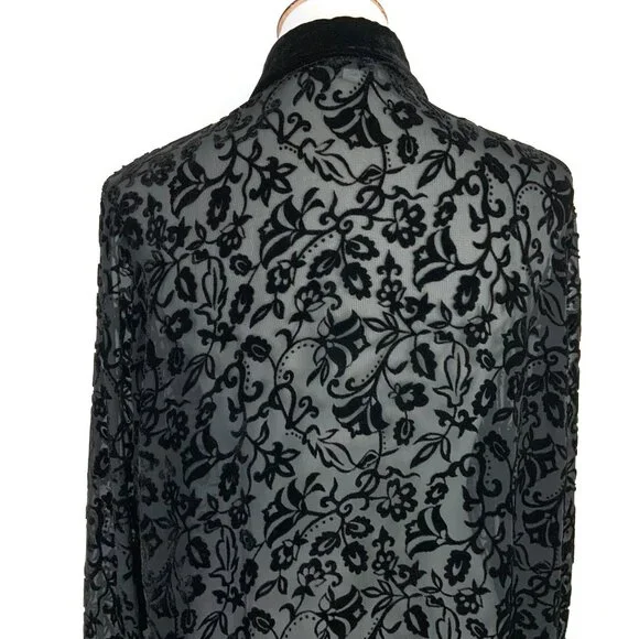 Vintage Y2K Black Sheere Burnout Velvet Blouse from Deane & White Sz M - Picture 6 of 16